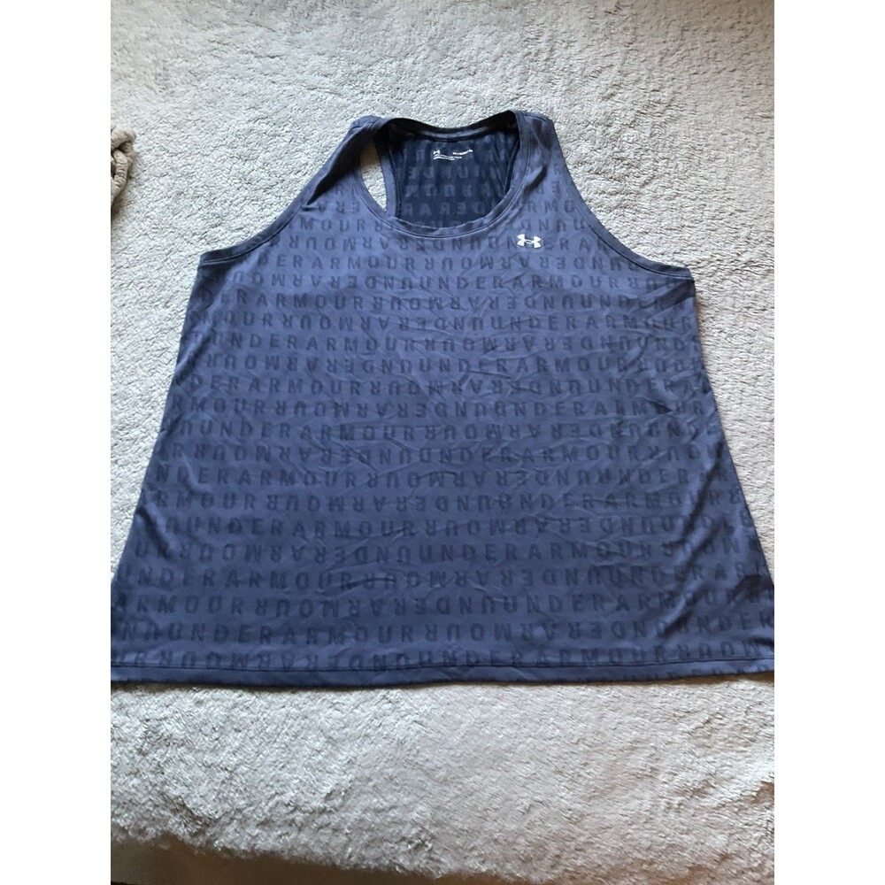 Under Armour Women's 2XL Loose Fit Tank Top Navy Blue All Over Print